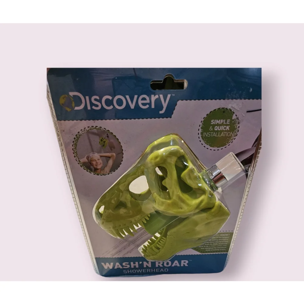 Discovery Wash 'N Roar Green Dinosaur Kids Showerhead Sprayer Attachment New
